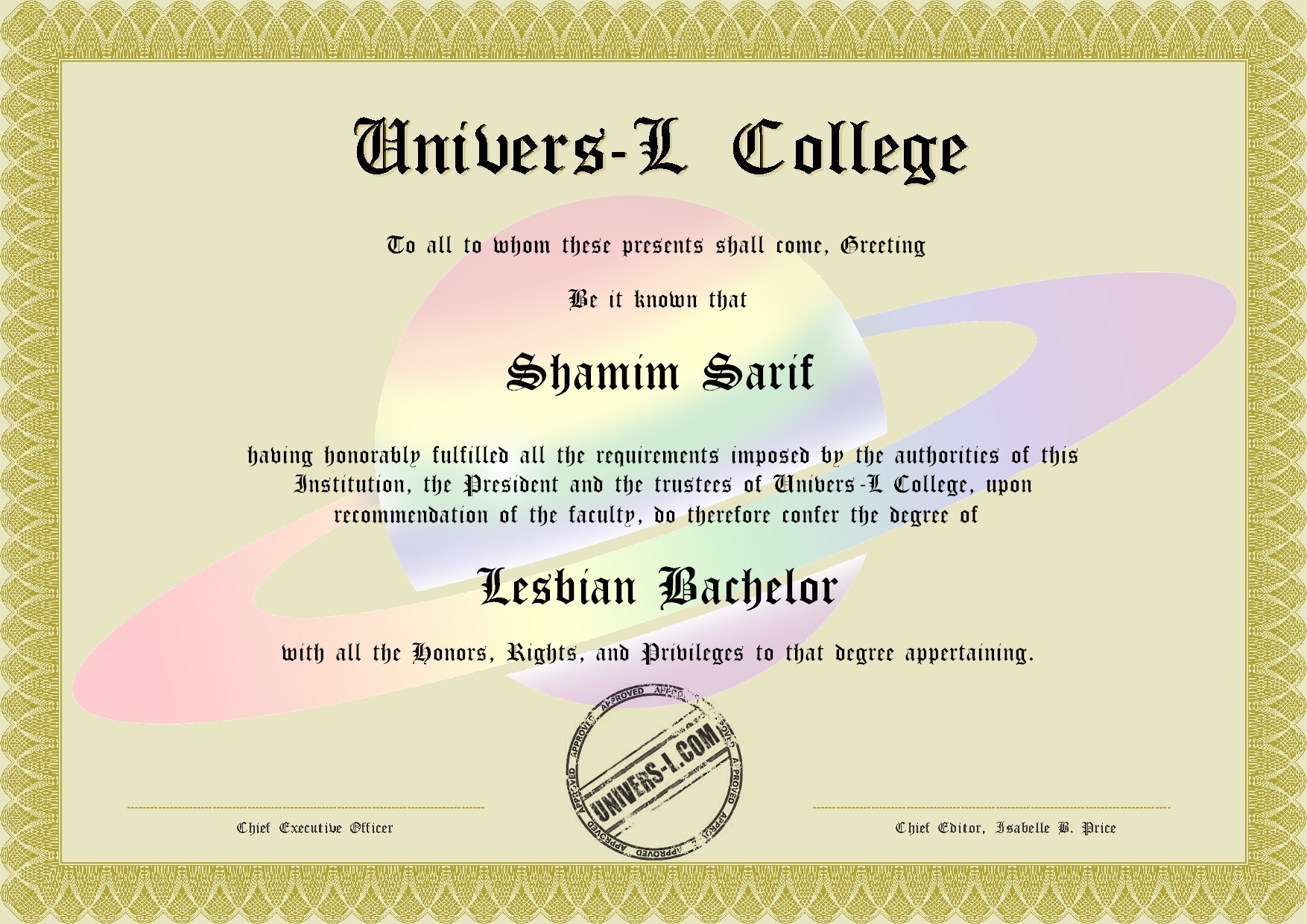 Diplome de Lesbienne